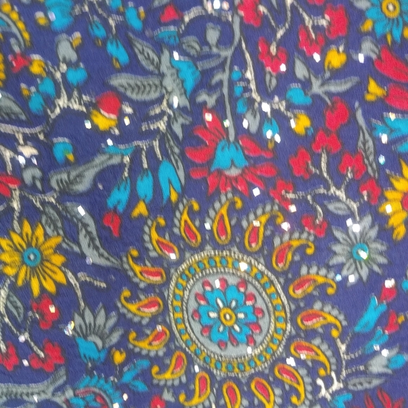 Cassees M Rich Floral A-Line Ornate Beaded Skirt in Navy Red - Picture 7 of 9